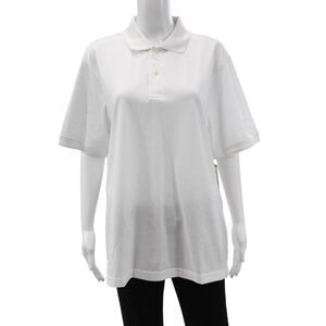 Hedge Womens Basic Collared Short Sleeve Polo White Cotton Solid Summer Size M